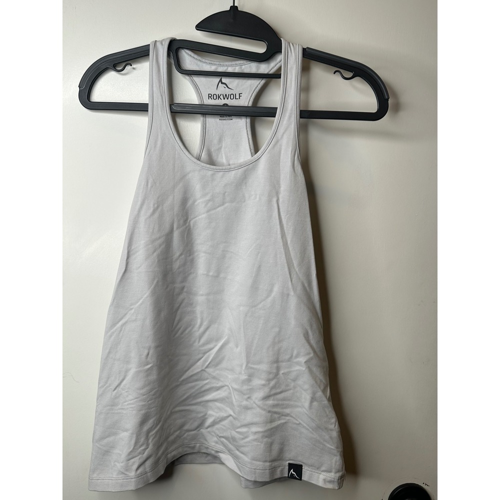 Rokwolf Womens Pima Modal Spandex Racerback Athletic Tank Top Light Gray Small